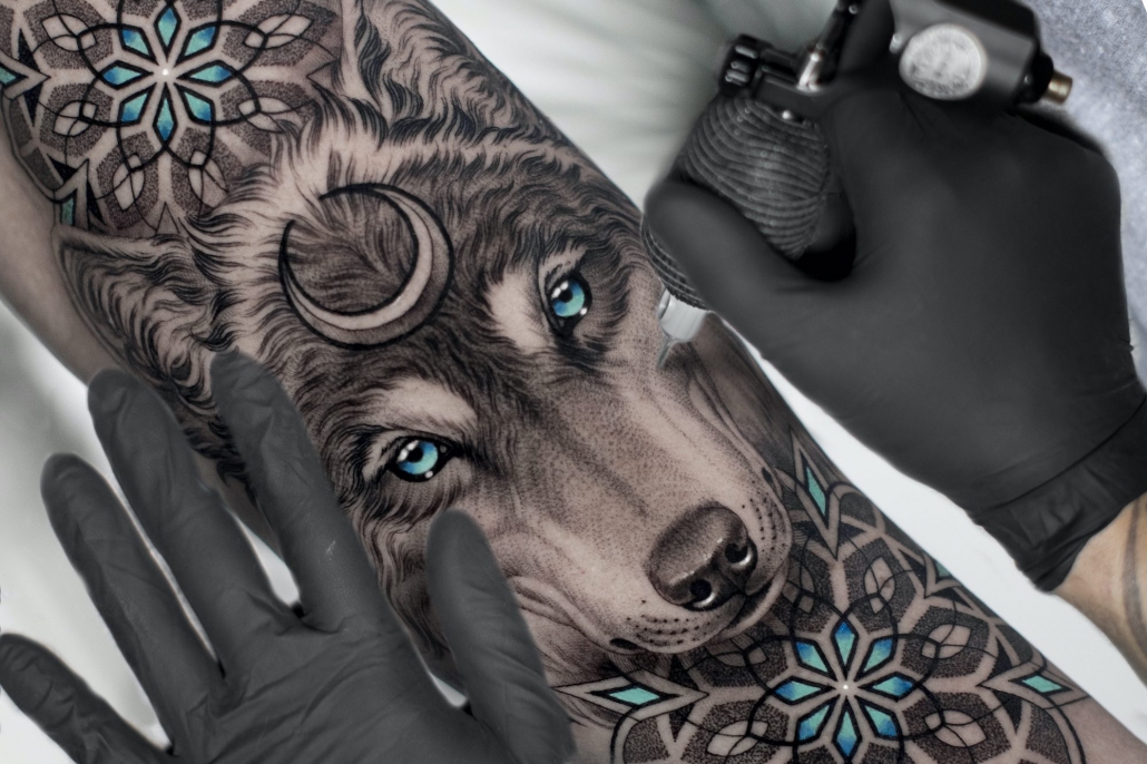 Tattoo tagged with: snowflake, wolf, tree | inked-app.com